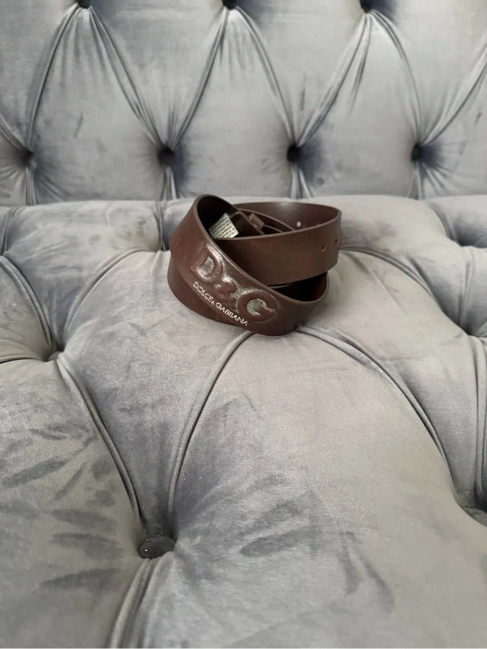 Dolce & Gabbana Men's Dark Brown Leather Logo Belt